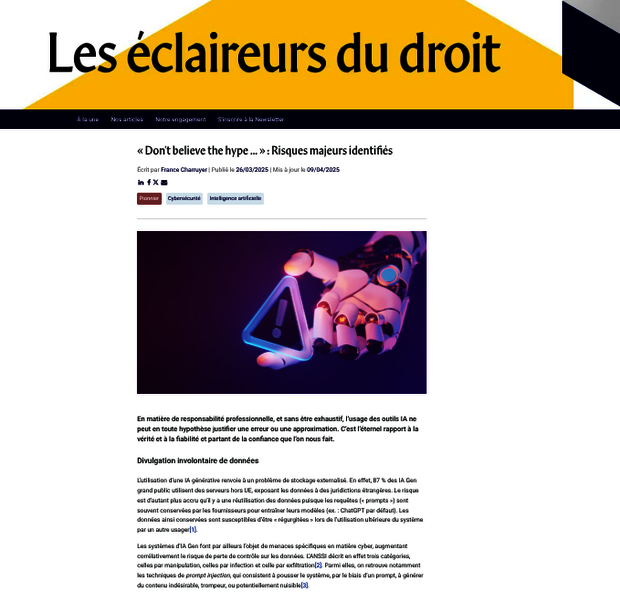 « Don't believe the hype … » : Risques majeurs identifiés